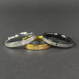 Anel Oração Pai Nosso Aço Inox Unissex Minimalista 3mm
