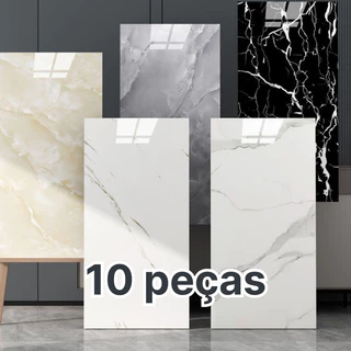 10 PEÇAS - Painel Placa Para Parede E Piso Chão Auto Adesivo 30cm x 60cm Impermeável Mármore Várias Estampas