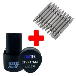 Kit Bateria para Parafusadeira 12v + 10 Bits Duplos