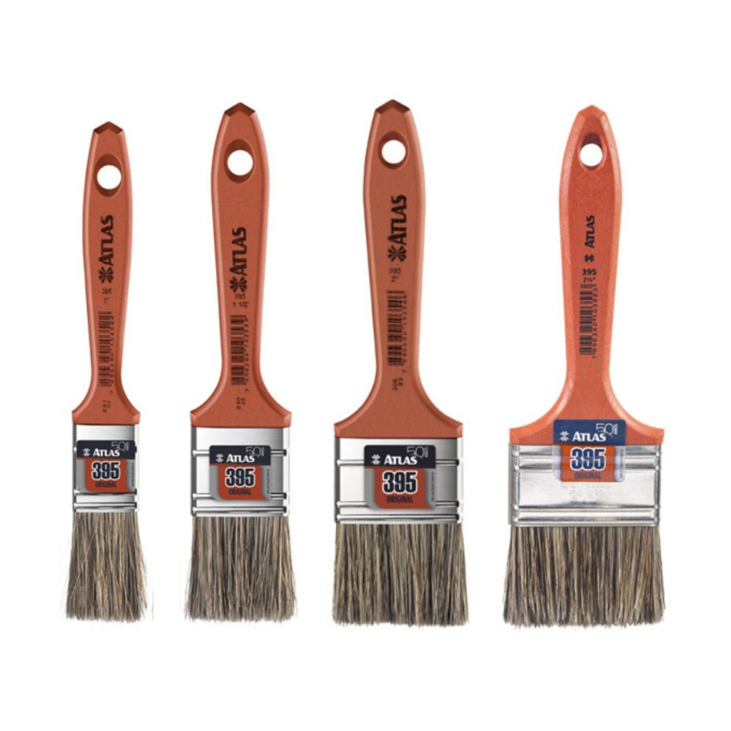 Kit 4 Trincha Pincel Pintura Atlas Cerda Natural Látex e Acrílica 1/2 ...