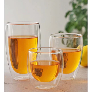 Kit de 2/4/6 Copos de Dupla Camada 150/250/350/450ml Parede Dupla Café Chá Sucos jogo