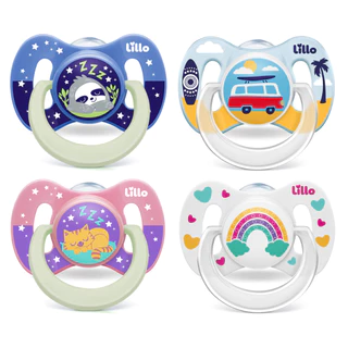 Kit Chupetas Ortodônticas Lillo Funny Bico Silicone +6 Meses Dia e Noite Brilha no Escuro 2 Unidades em Oferta na Shopee