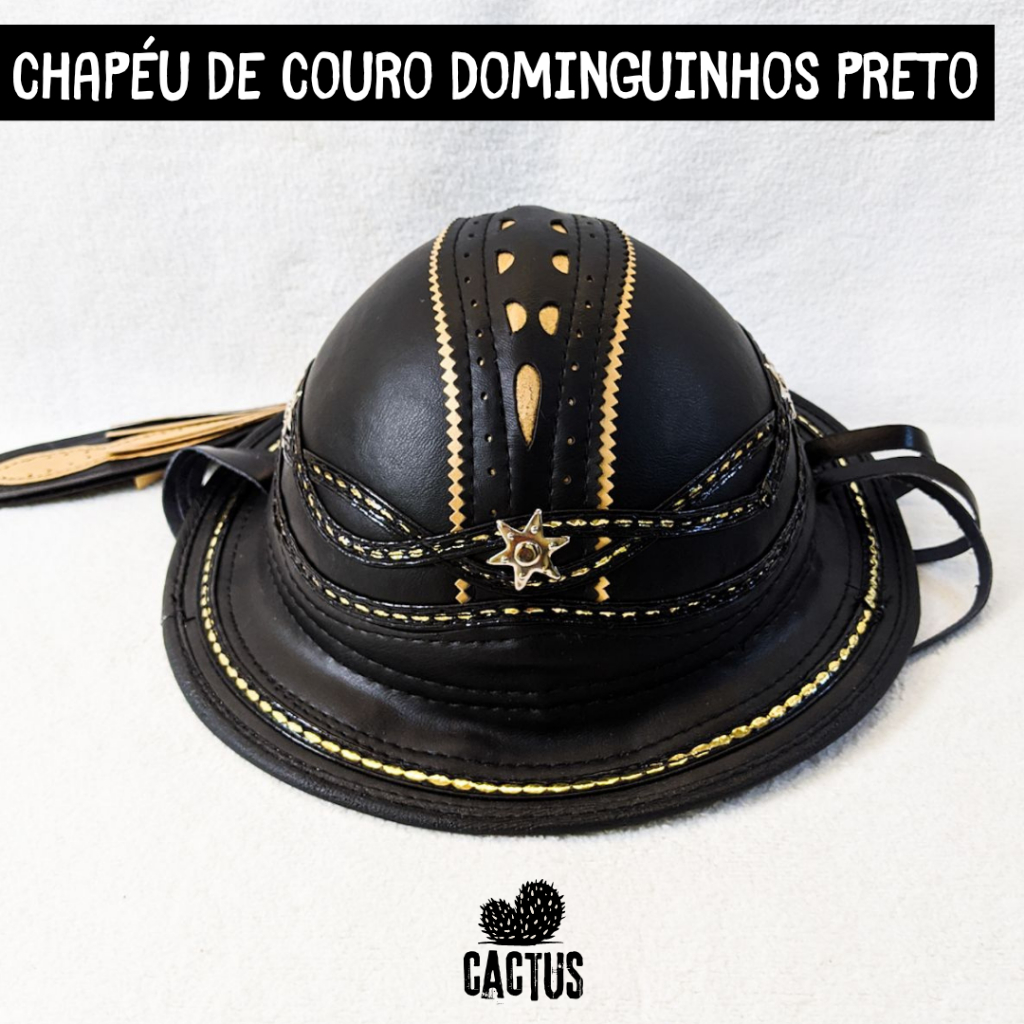Chapéu de Couro Nordestino de Dominguinhos Preto Couro Legítimo Chapéu ...
