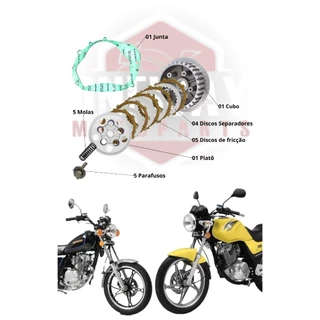 Embreagem Completa Montada Com Junta Moto Yes 125 Intruder 125 Gsr 125