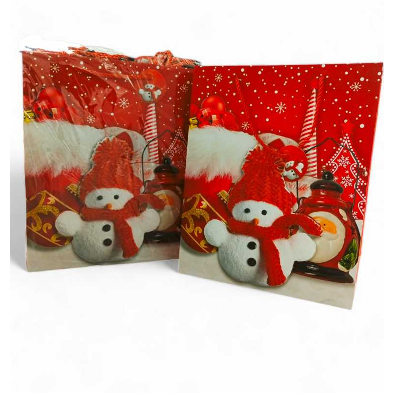 12 SACOLA DE PRESENTE DE NATAL COM DESENHO 3D GRANDE 30x40 CM