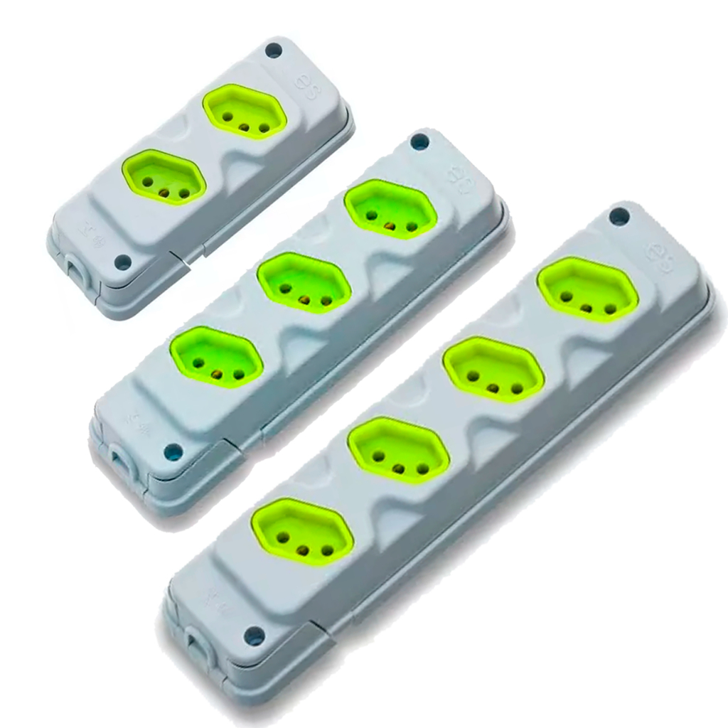 Tomada Em Barra Robust 2 Saídas 20A Tripolar P/ Extensão 2p + T Cinza