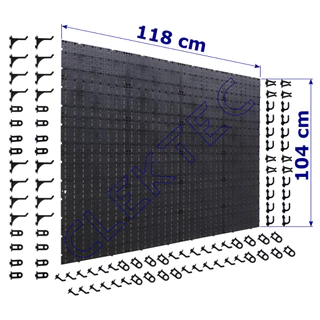Super Painel P/ Ferramentas Em Plástico Preto C/ 96 Ganchos