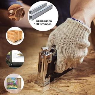 Grampeador Tapeceiro Tapeçaria Estofados Artesanato Madeira Parede Manual Alta Pressão 3 em 1 Grampos De 4 A 14mm