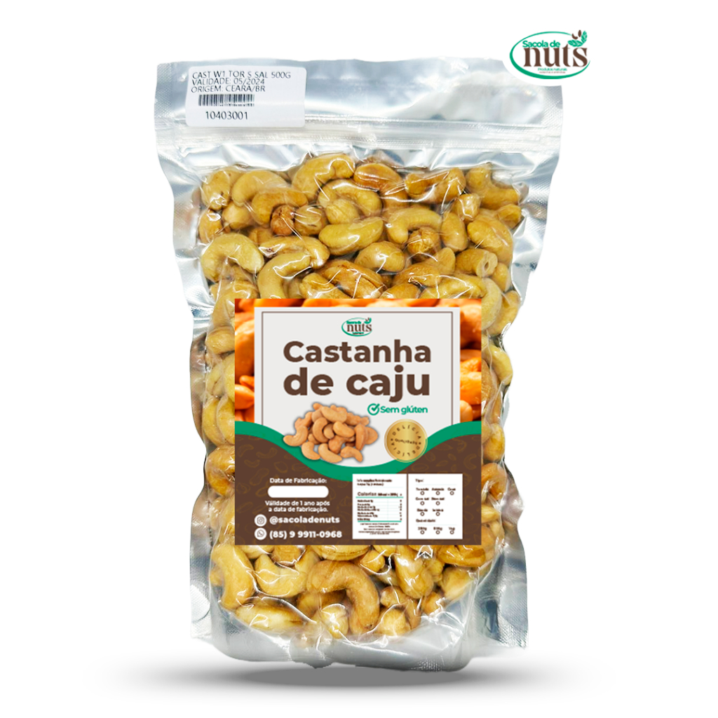 Castanha de Caju 500g Meio Kg W1 Torrada Em Bandas (Com ou Sem Sal ...