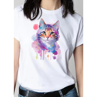 Camiseta Roupa Moda Feminina Masculina Dry Fit Confort Gato Art Colorida Poliéster