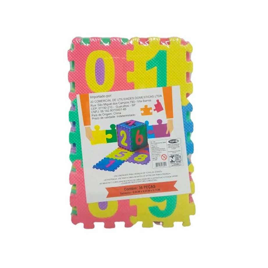 MINI TAPETE DE EVA ALFANUMÉRICO 9X9 - TATAME DE ENCAIXAR LETRAS E NUMEROS