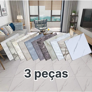 3 PEÇAS - Painel Placa Para Parede E Piso Chão Auto Adesivo 30cm x 30cm Impermeável Mármore Várias Estampas