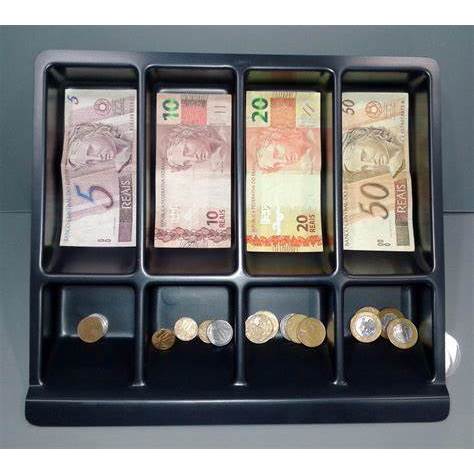 PORTA NOTA CÉDULAS E MOEDAS PRETO PARA GAVETAS