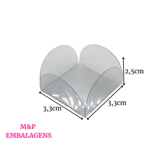 200 - Forminhas Destacadas/Pelotine/Caixetas de Acetato 4 pétalas 3,3x3,3x2,5 para doces/transparente