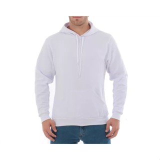 Moletom Masculino Branco Com Bolso Canguru
