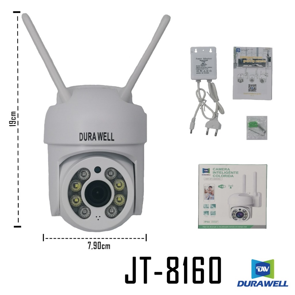 Câmera De Segurança Inteligente Wifi Ip66 Visão Noturna Durawell JT-8160