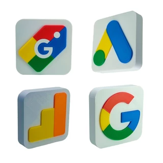 Kit Google Decoração Ambiente - G(google), Ads, Analytics e Shopping (Tamanho 10x10x2cm)