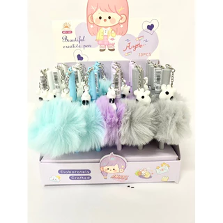 CANETA de gel fofa divertida de POMPOM CAVARINHO Pelúcia de ponta fina 0,5mm