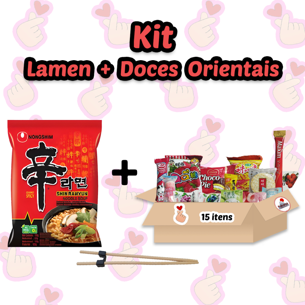 Caixa de Doces Asiáticos Snacks Balas Café e Lamen Coreano Shopee Brasil