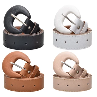 Kit 4 Cintos Feminino Couro Sintético Meia Lua Moda Feminina Blogueira Casual Elegância 1,10 Cm