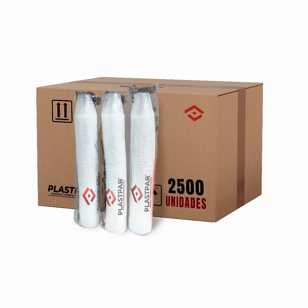 2500 Copos Descartável 180ml 2500 Unidades Branco ou Transparente