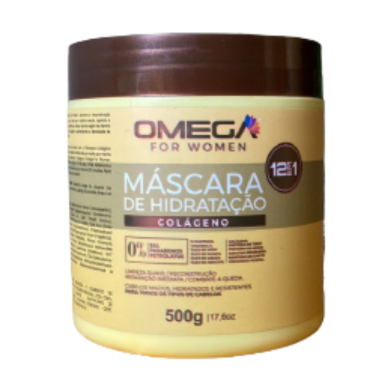 Mascara de Hidratação Capilar Colágeno 12 em 1 benefícios 500g Omega