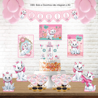 Kit Festa Gata Marie Rosa Decoração de Aniversário - Shop Macrozao