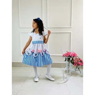 Vestido Infantil Menina Floral Listrado Princesa Estampas Florais Casual Festa Aniversário