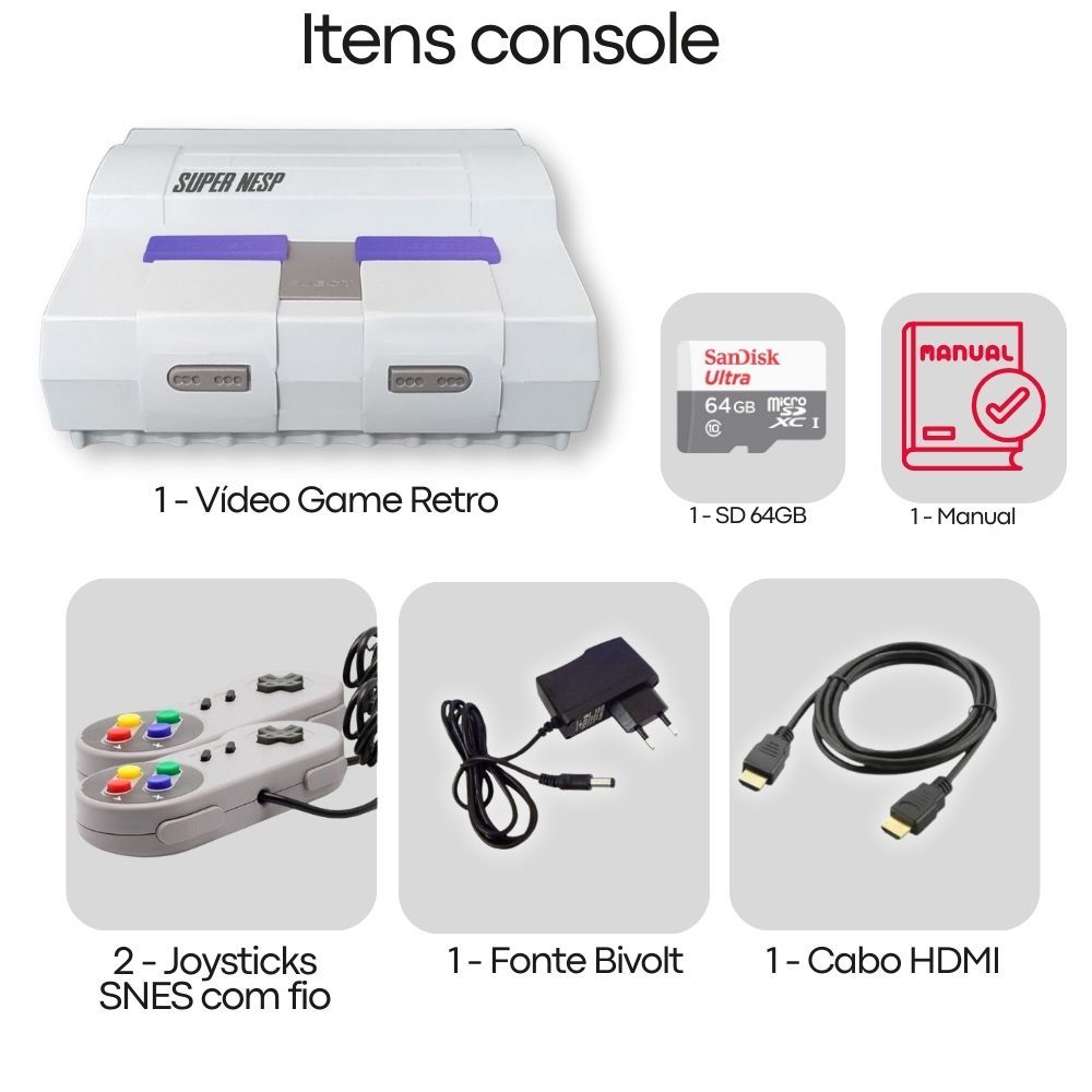 Video Game Retro Super 128GB 130.000 Mil jogos + 2 Controles sem fio Envio  Imediato!