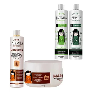Kit Escova Progressiva Orgânica 300ml + Kit De Hidratação Mandioca