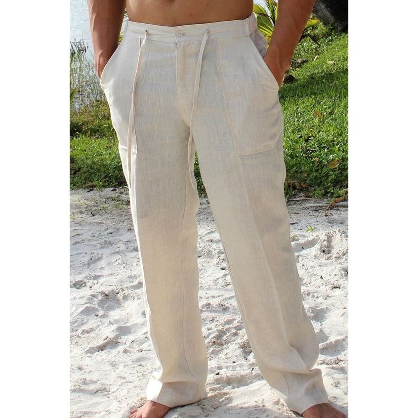 Calça Linho Masculino Alfaiataria Alta Qualidade Slim Fit Praia Esporte Fino