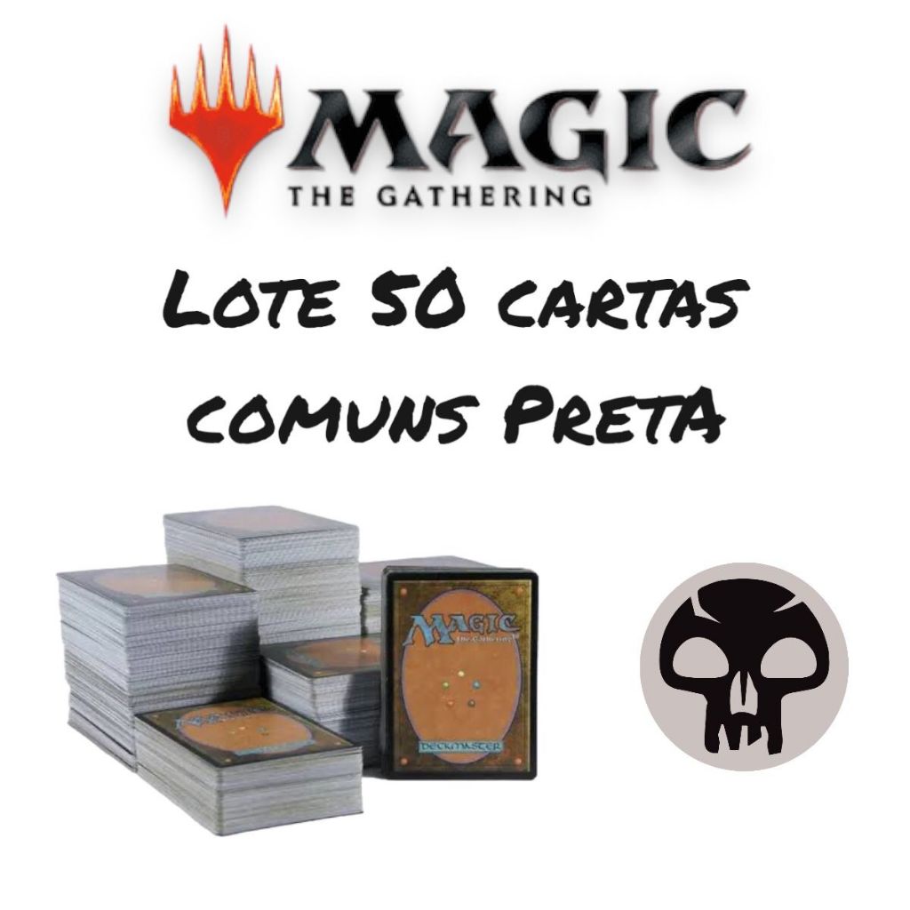 Lote cartas Magic the Gathering Pretas 50 - 100 cartas comuns Bulk MTG