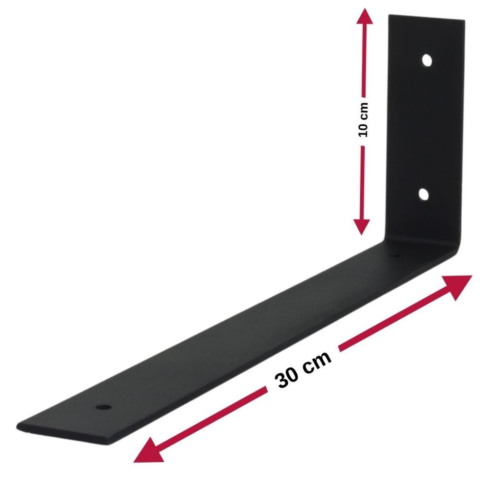 Suporte De Parede Mão Francesa Aço Em L Preta 30x10x3,5cm
