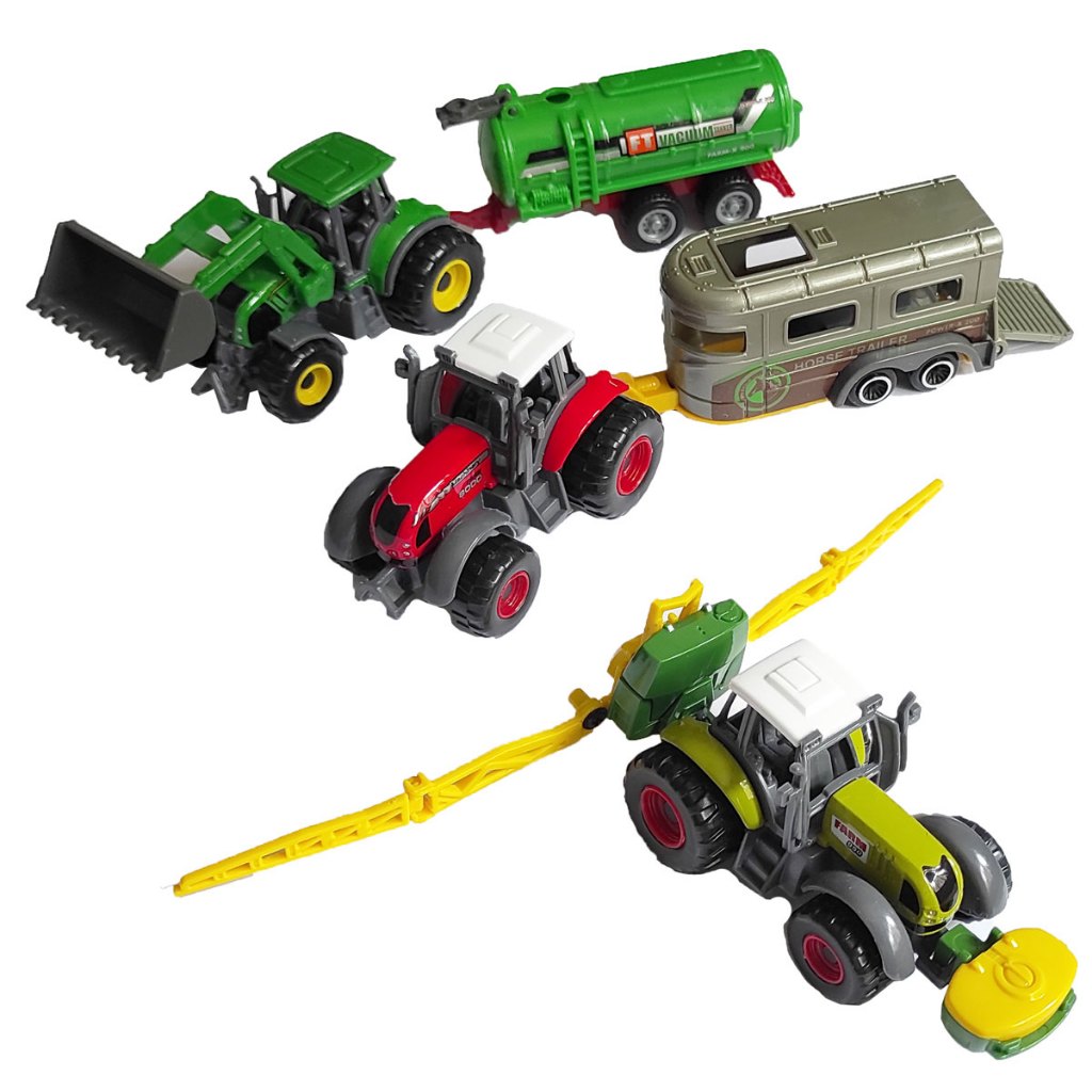 Kit 6 Pcs Colheitadeira Tratores E Carretas Agricolas Metal