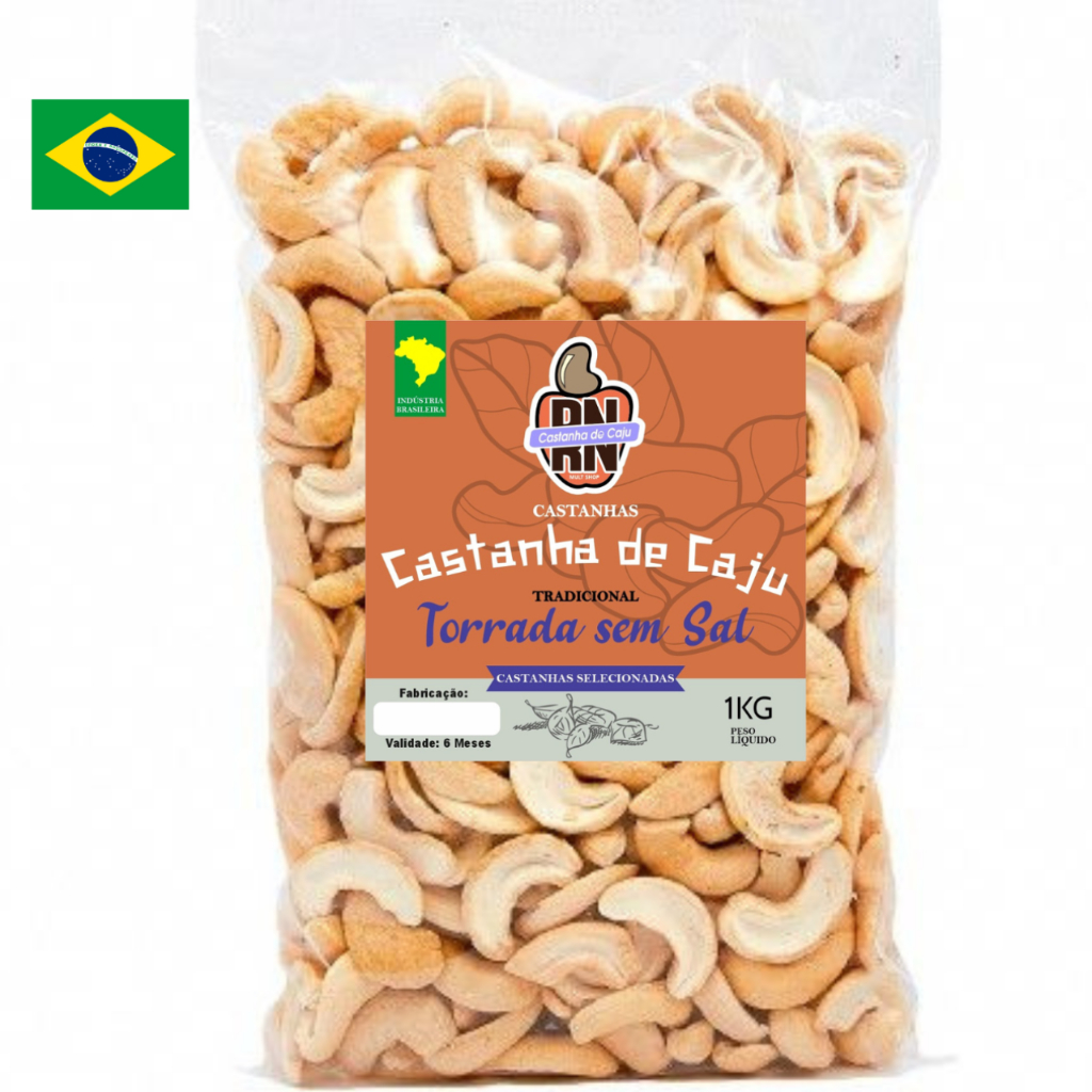 Castanha de Caju 1kg Torrada em bandas Premium sem Sal Direto do Nordeste.