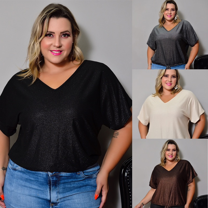 Blusa Feminina Plus Size G1 G2 G3 G4 Bata Elegante Festa