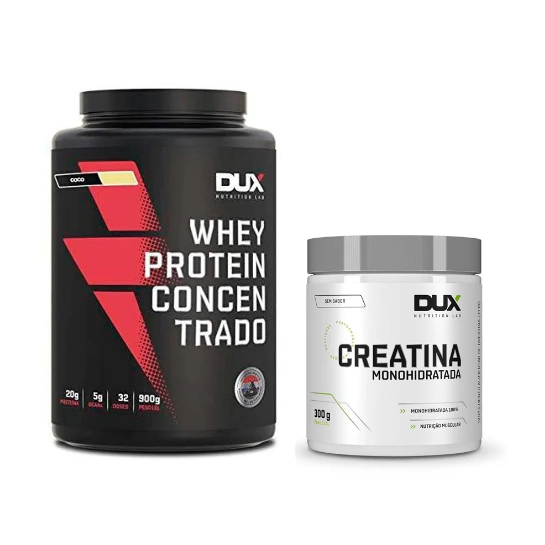 Kit Dux Whey Protein 900g Concentrada + Creatina 300g Dux
