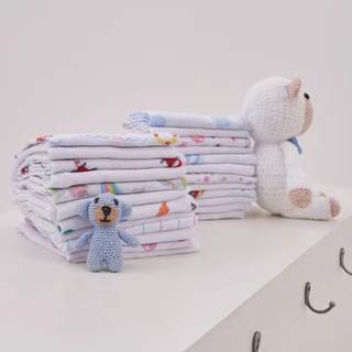 Kit 10 Pano De Boca Fraldinha Luxo Estampada 35x35cm Comum Pacote 100% Algodão em Oferta na Shopee