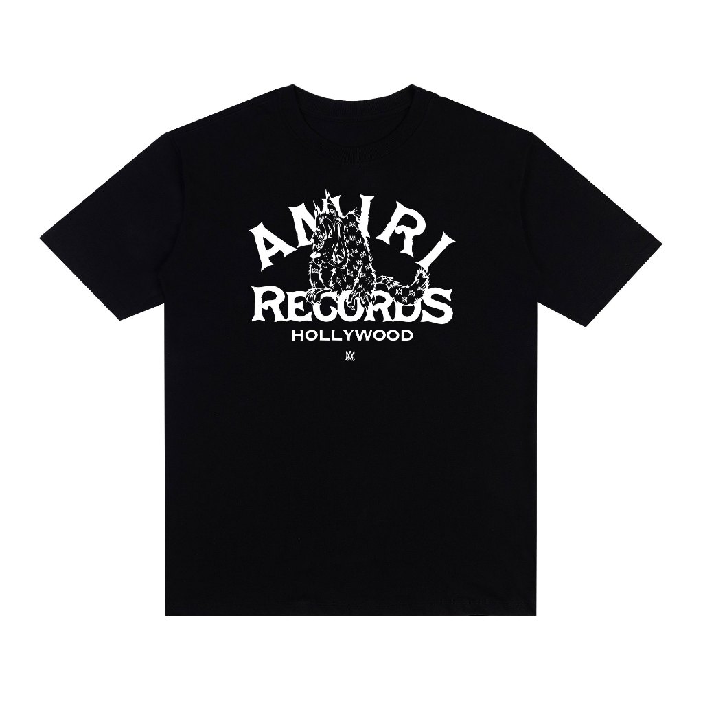 Camiseta Basic Streetwear Estampada Amiri Records Fio 30.1 Manga Curta Unissex 100% Algodão