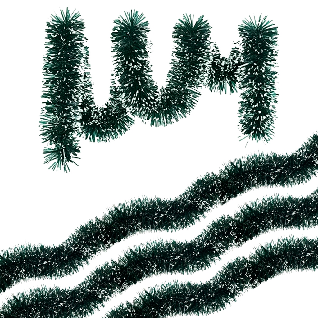 5 Unidades- Festão Verde Neve 2m X 8cm Decoração Natal Ponta Branca