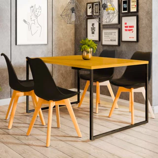 Mesa De Jantar Para 4 Cadeiras Lugares Moderna Estilo Industrial