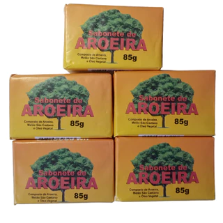 Kit 5 Sabonete De Aroeira e Melão São Caetano Com 85g Para Cicatrizate Melasma Foliculite Micoses