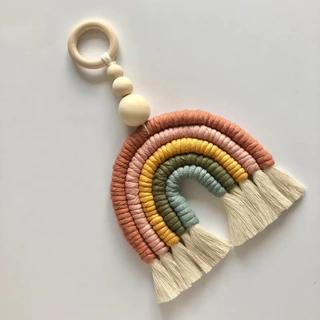 Arco-íris macrame nordico boho arco-íris decorativo artesanal