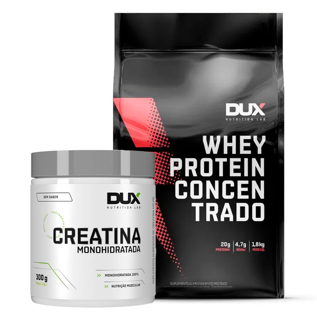 Kit Combo Dux Whey Protein Concentrado 1,8Kg + Creatina Monohidratada 300g – Dux Nutrition