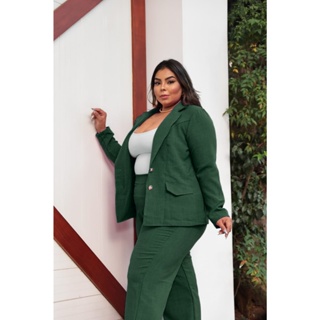 Conjunto Social Plus Size Feminino Blazer e Calça Tecido Comfort