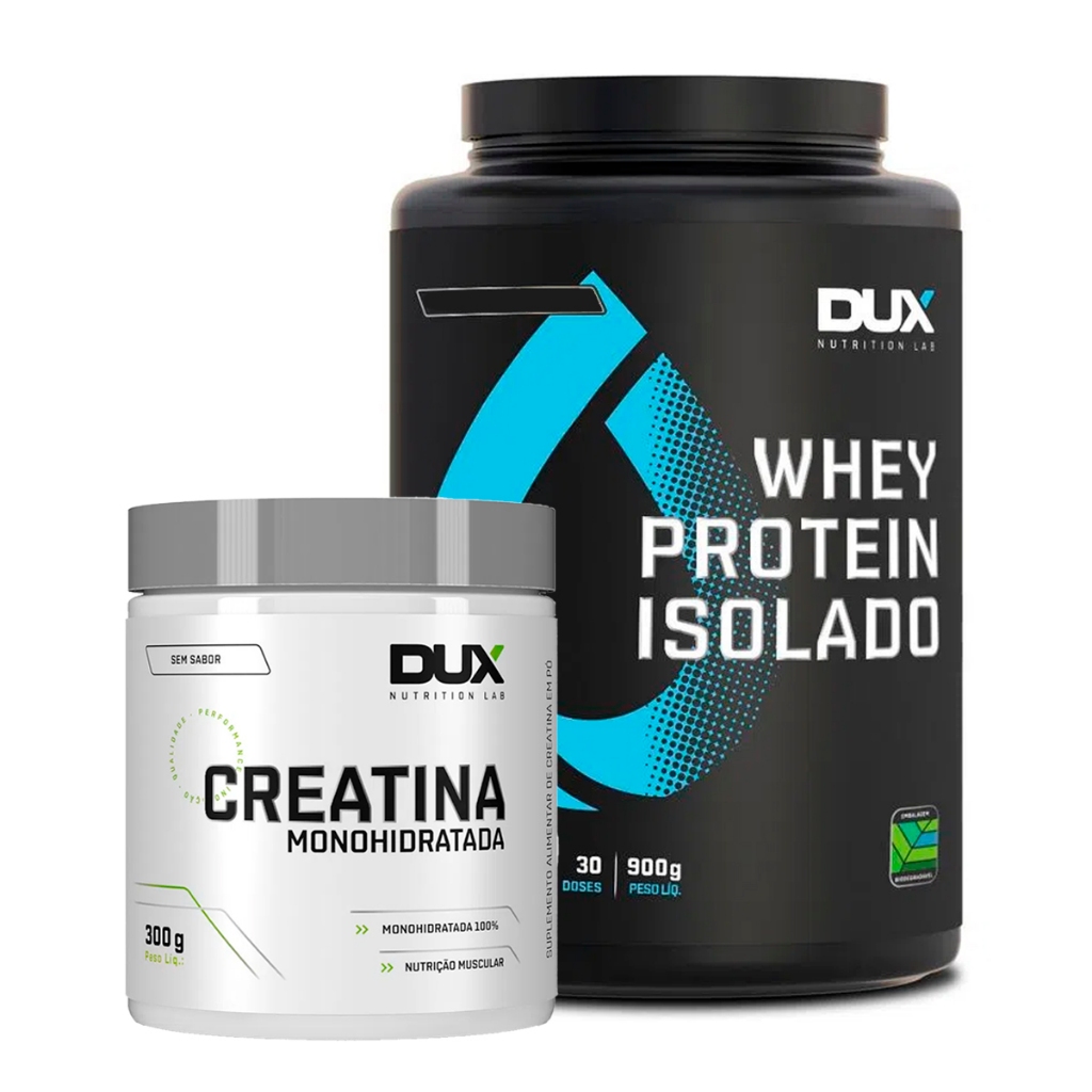 Kit Combo Whey Protein Isolado 900g + Creatina 300g – Dux Nutrition