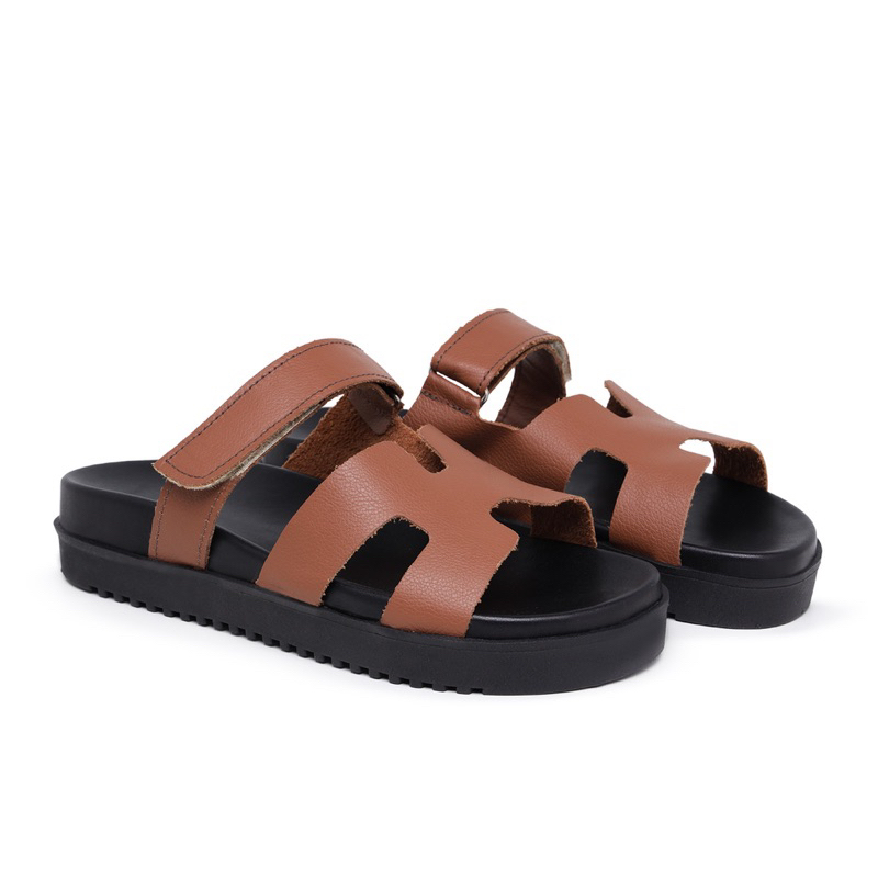 Papete de H Feminina Hermes Birken de Velcro Sandália Baixo Chinelo  Feminino Flatform