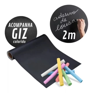 Papel Adesivo De Parede Lousa Quadro Negro Preto Fosco 2 metros Com Giz