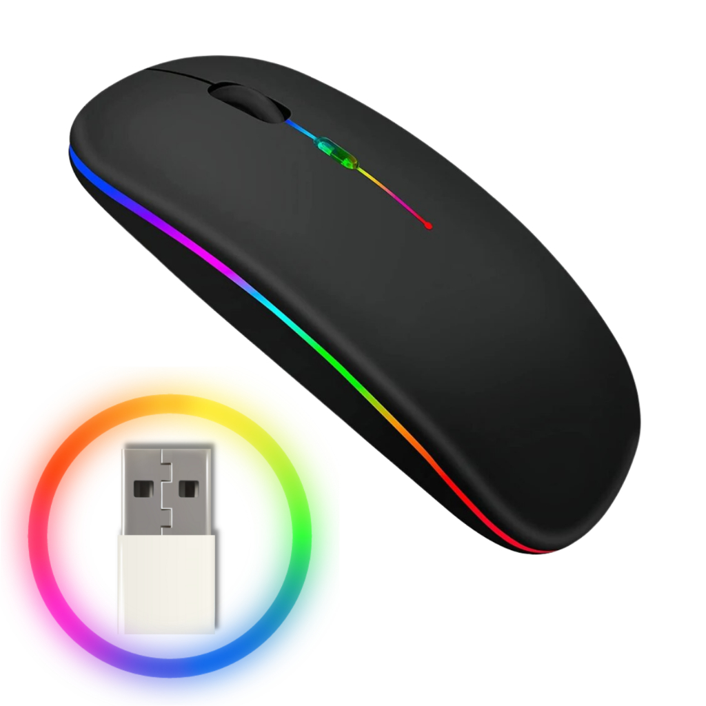 Mouse Sem Fio Bateria Recarregável Wireless Led Rgb Óptico | Shopee Brasil