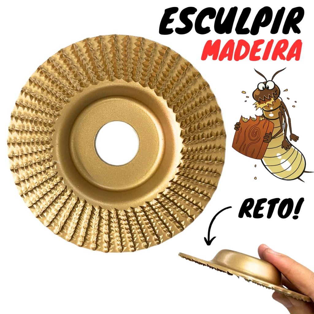 Disco Esculpir Desbastar Escultura em Madeira para Esmerilhadeira 100mm 4" - Soldaforte